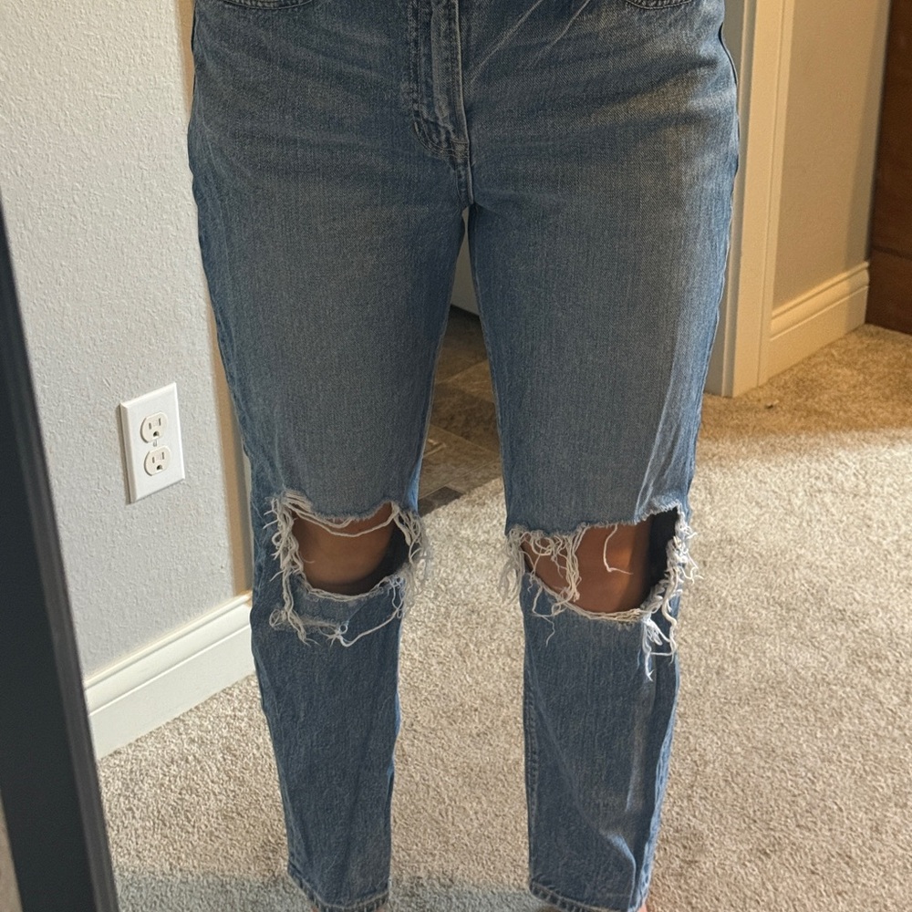 American Eagle Outfitters Blue Distressed Boyfriend Jeans